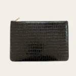 Crocodile Embossed Pouch | Black