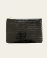 Crocodile Embossed Pouch | Black