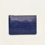 Crocodile Embossed Pouch | Navy