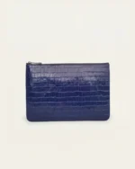 Crocodile Embossed Pouch | Navy