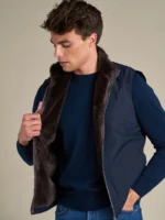 Fur Lined Gilet | Navy - Image 3