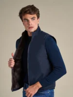 Fur Lined Gilet | Navy - Image 2