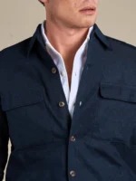 ⁦Linen Resort Overshirt | Navy⁩ - الصورة ⁦2⁩