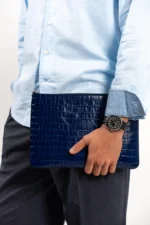 Crocodile Embossed Pouch | Navy - Image 2