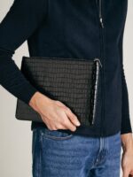 Crocodile Embossed Pouch | Black - Image 2
