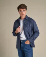 Faux Suede Overshirt | Navy