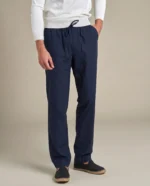 Straight Leg Linen trousers | Navy